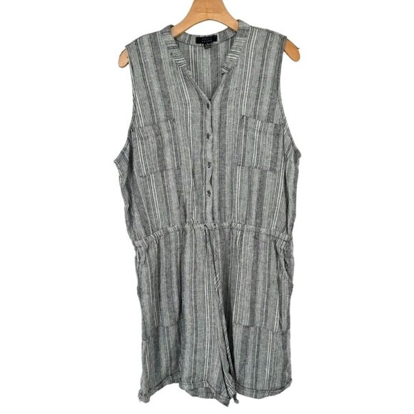 Kelly Renée Striped Sleeveless Romper shorts size  XL Linen Blend womens - Picture 1 of 7